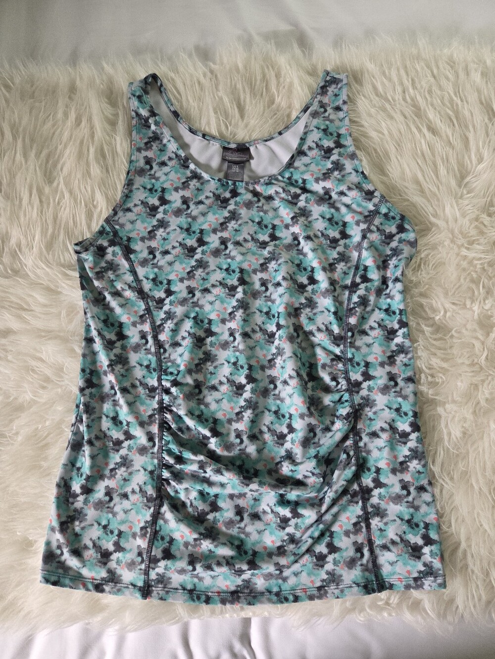 Motherhood Maternity Mint Teal Floral Workour Clothes Active Tank Top